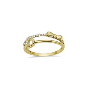 14k Yellow Gold Stackable Bow Knot Band Ring CZ
